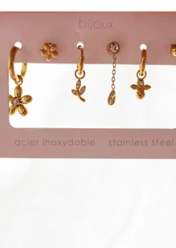 New Abelia - 6 Boucles d'Oreilles Dorées - Bijoux InoxydablesEasy Clothes Boucles d'oreilles