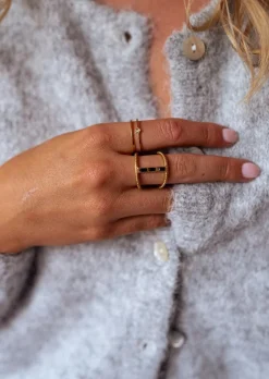 Discount Bague Carlo - Dorée & Noire - Originale & AjustableEasy Clothes Bagues