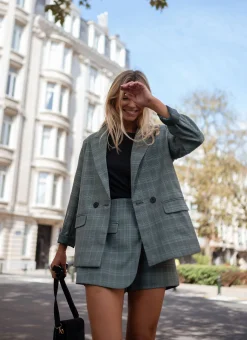 Flash Sale Blazer Asly à carreaux - vertEasy Clothes Femme Blazers