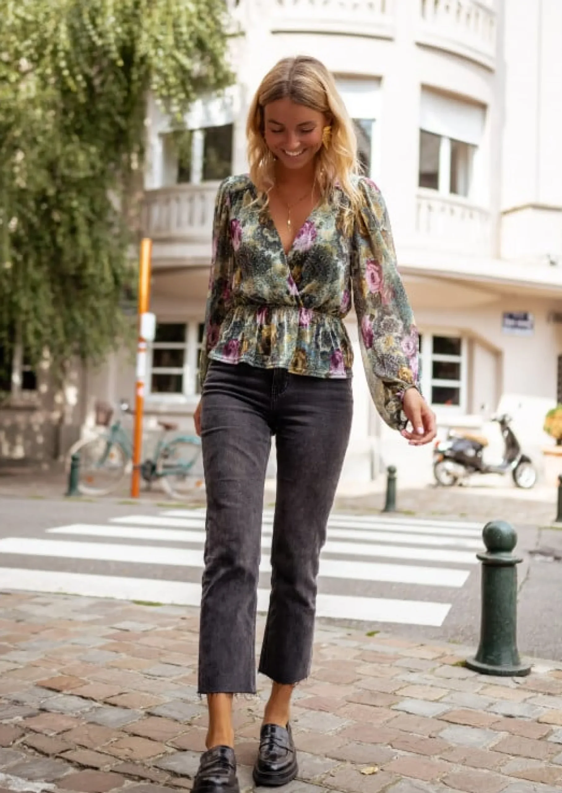 Clearance Blouse Aidan - À Fleurs - Made in France - Manches LonguesEasy Clothes Femme Chemisiers & Blouses