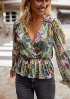 Clearance Blouse Aidan - À Fleurs - Made in France - Manches LonguesEasy Clothes Femme Chemisiers & Blouses
