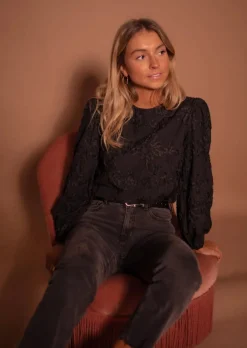 Hot Blouse Amina Noire - Empiècement - Col RondEasy Clothes Femme Chemisiers & Blouses