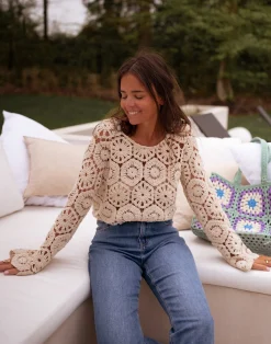 Hot Blouse Analy beige | Blouse effet macramé | Prêt-à-porter en ligne | Easy Clothes Femme Chemisiers & Blouses