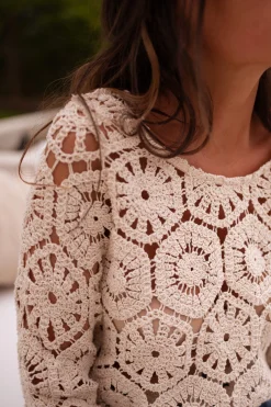 Hot Blouse Analy beige | Blouse effet macramé | Prêt-à-porter en ligne | Easy Clothes Femme Chemisiers & Blouses