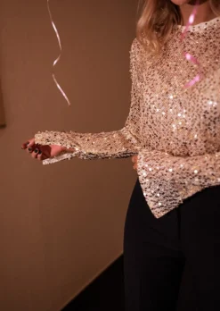 Store Blouse Armella - Dorée - Paillettes - Easy Clothes Femme Chemisiers & Blouses