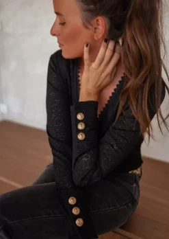 Best Blouse Balo - Noire - En Dentelle - Boutons DorésEasy Clothes Femme Chemisiers & Blouses