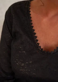 Best Blouse Balo - Noire - En Dentelle - Boutons DorésEasy Clothes Femme Chemisiers & Blouses