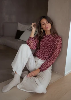 Sale Blouse Danica - bordeaux à motifsEasy Clothes Femme Chemisiers & Blouses