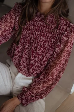 Sale Blouse Danica - bordeaux à motifsEasy Clothes Femme Chemisiers & Blouses