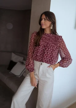 Sale Blouse Danica - bordeaux à motifsEasy Clothes Femme Chemisiers & Blouses