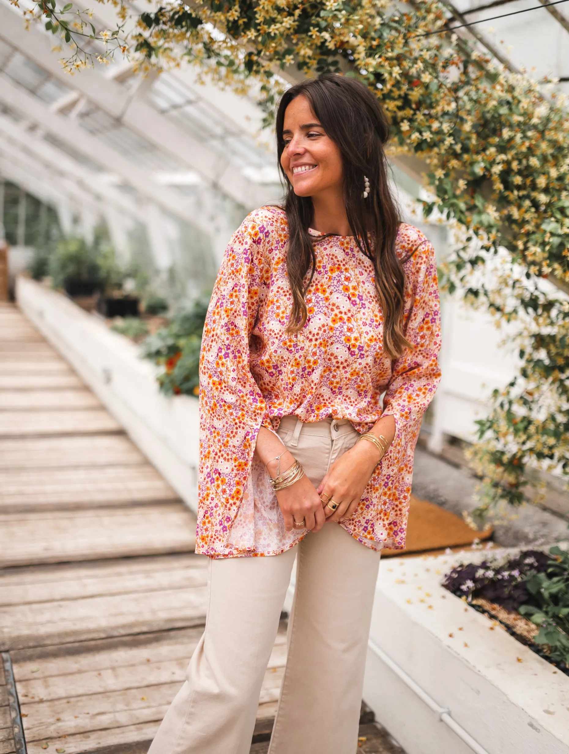 Fashion Blouse Hopi CREATION - orange à motifsEasy Clothes Femme Chemisiers & Blouses