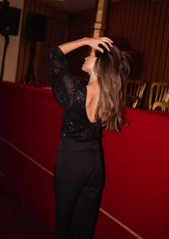 Best Sale Blouse Malia CREATION - noire à paillettesEasy Clothes Femme Chemisiers & Blouses