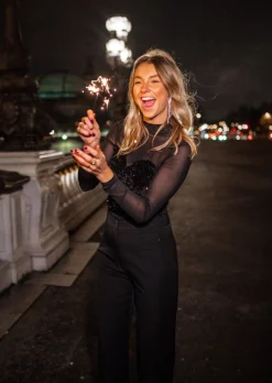 Cheap Blouse Mandy - Noire - Transparente - PaillettesEasy Clothes Femme Chemisiers & Blouses