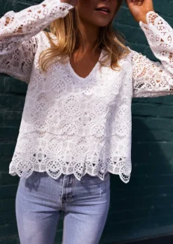 Fashion Blouse Manuela écrue en dentelle | Blouse droite ajourée | Prêt-à-porter en ligne | Easy Clothes Femme Chemisiers & Blouses