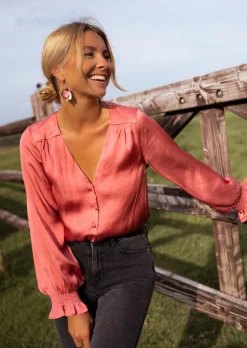 Online Blouse Nadège - Vieux Rose - Effet Soie - Légère & FluideEasy Clothes Femme Chemisiers & Blouses