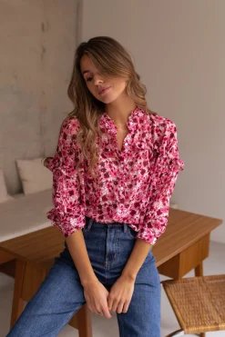 Shop Blouse Ogda - rose à fleursEasy Clothes Femme Chemisiers & Blouses