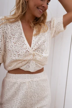 Clearance Blouse Safia écru en broderie | Blouse brodée transparente | Prêt-à-porter en ligne | Easy Clothes Femme Chemisiers & Blouses