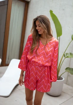 Shop Blouse Suzy CREATION - rouge et mauveEasy Clothes Femme Chemisiers & Blouses