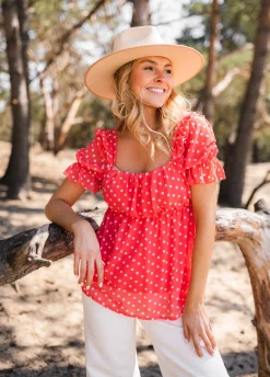 Hot Blouse Syra à pois - corailEasy Clothes Femme Chemisiers & Blouses