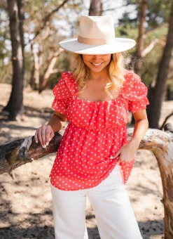 Hot Blouse Syra à pois - corailEasy Clothes Femme Chemisiers & Blouses