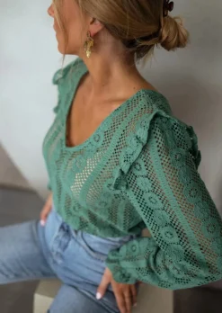 Online Blouse Verte Mencia | Avec Dentelle | Élégante & TendanceEasy Clothes Femme Chemisiers & Blouses