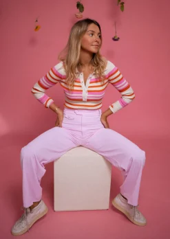 Best Body ligné | Orange Rose & Écru | Vêtements FemmeEasy Clothes Femme Body & Lingerie