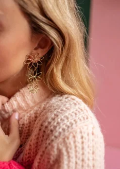 New Boucles d’Oreilles Amiel - Dorées - 3 Fleurs - Bijoux Easy Clothes Boucles d'oreilles