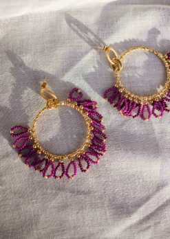 Outlet Boucles d’Oreilles Brien - Dorées & MauvesEasy Clothes Boucles d'oreilles