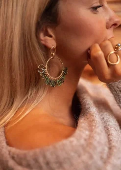 New Boucles d’Oreilles Brien - Vertes & Dorées - Bijoux Easy Clothes Boucles d'oreilles