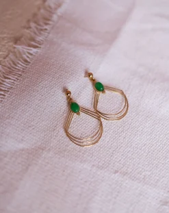 Hot Boucles d'Oreilles Dorées Adil | Perle Verte | Bijoux & AccessoiresEasy Clothes Boucles d'oreilles