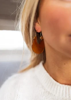 Store Boucles d’oreilles Gufa dorées et brunes | Boucles d'oreilles originales | Prêt-à-porter en ligne | Easy Clothes Boucles d'oreilles