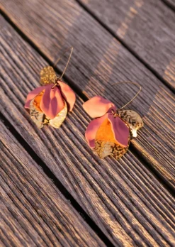 Cheap Boucles d’Oreilles Nathan - Feuilles Dorées & Vieux Rose - BijouxEasy Clothes Boucles d'oreilles
