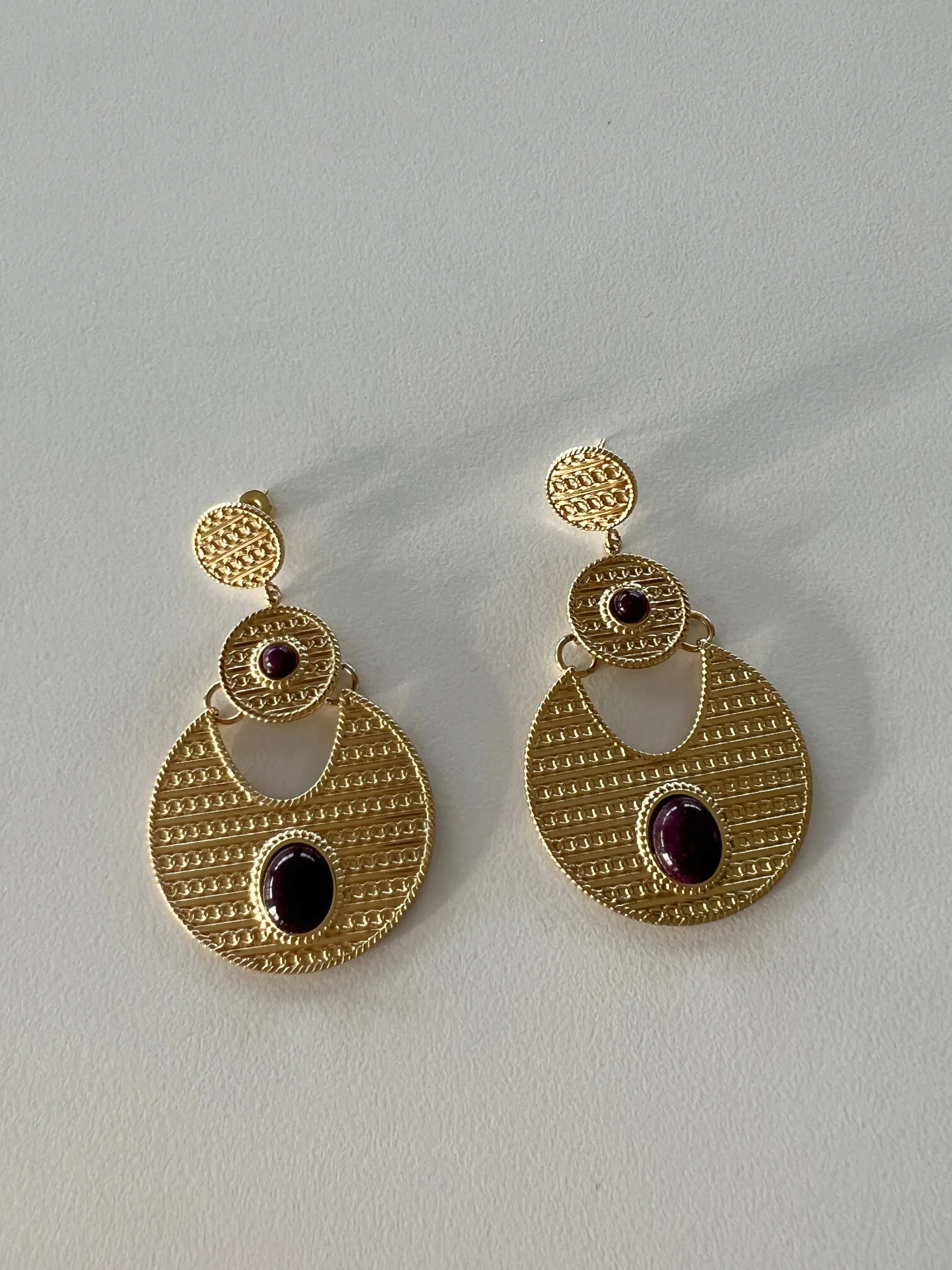 Flash Sale Boucles d’oreilles Rahia - dorées et mauvesEasy Clothes Boucles d'oreilles