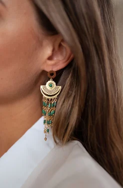Sale Boucles d’oreilles Sido - dorées et vertesEasy Clothes Boucles d'oreilles