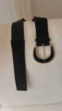 Outlet Ceinture Giba noire | Ceinture noire en daim | Prêt-à-porter en ligne | Easy Clothes Ceintures