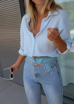 Hot Ceinture Marja bleue | Ceinture tressée bleue | Prêt-à-porter en ligne | Easy Clothes Ceintures