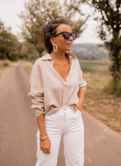 Cheap Chemise Arkie - beige en linEasy Clothes Femme Chemisiers & Blouses