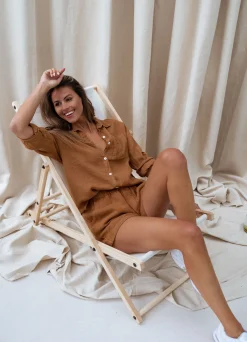 Cheap Chemise Arkie - ocre en linEasy Clothes Femme Chemisiers & Blouses