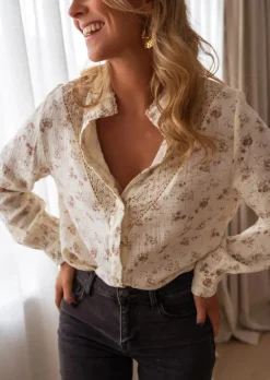 Cheap Chemise Basile Écrue - Gaze de Coton - BroderieEasy Clothes Femme Chemisiers & Blouses