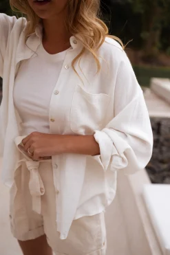 Outlet Chemise blanca - écrue en linEasy Clothes Femme Chemisiers & Blouses