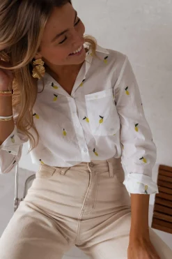 Sale Chemise Ciara - blanche à motifsEasy Clothes Femme Chemisiers & Blouses