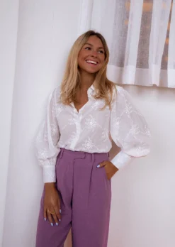 Outlet Chemise Jolane écrue brodée | Chemise brodée transparente | Prêt-à-porter en ligne | Easy Clothes Femme Chemisiers & Blouses