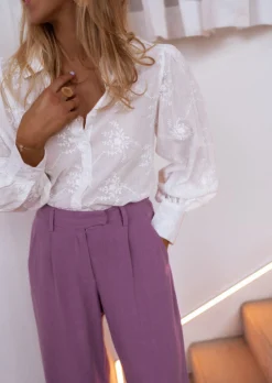 Outlet Chemise Jolane écrue brodée | Chemise brodée transparente | Prêt-à-porter en ligne | Easy Clothes Femme Chemisiers & Blouses