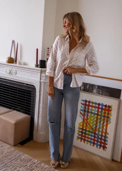 Fashion Chemise Nina - blanche à motifs rougesEasy Clothes Femme Chemisiers & Blouses