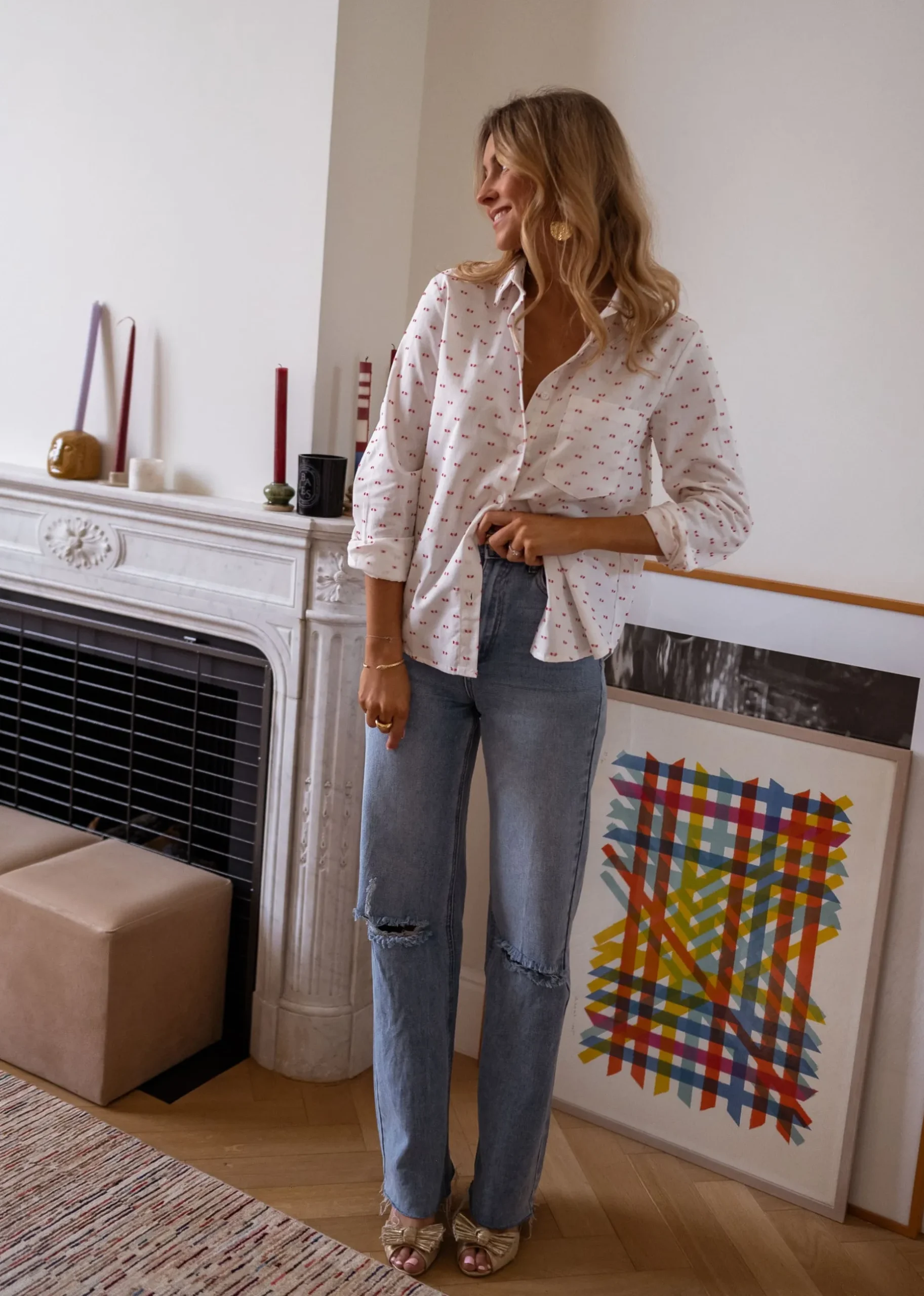 Fashion Chemise Nina - blanche à motifs rougesEasy Clothes Femme Chemisiers & Blouses