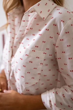 Fashion Chemise Nina - blanche à motifs rougesEasy Clothes Femme Chemisiers & Blouses