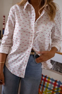 Fashion Chemise Nina - blanche à motifs rougesEasy Clothes Femme Chemisiers & Blouses