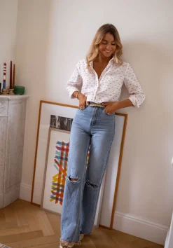 Fashion Chemise Nina - blanche à motifs rougesEasy Clothes Femme Chemisiers & Blouses