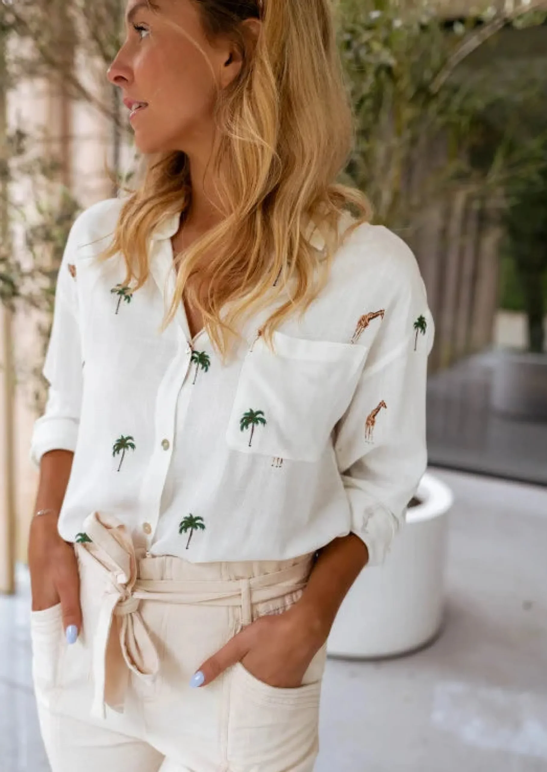 Discount Chemise Palmy écrue | Chemise à motifs brodés | Prêt-à-porter en ligne | Easy Clothes Femme Chemisiers & Blouses