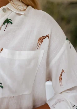 Discount Chemise Palmy écrue | Chemise à motifs brodés | Prêt-à-porter en ligne | Easy Clothes Femme Chemisiers & Blouses